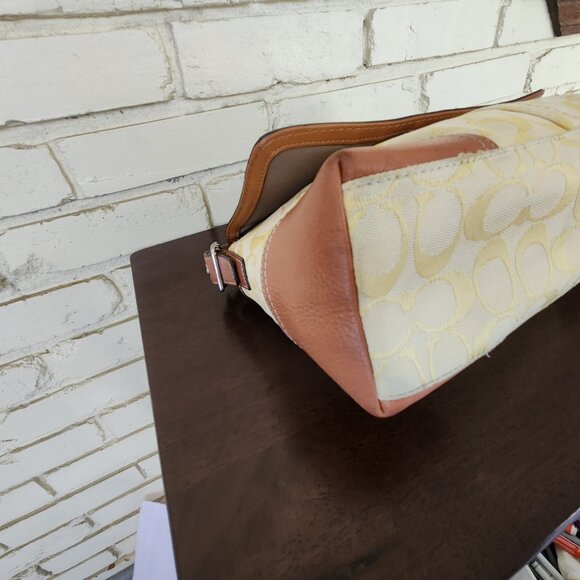 Vintage Rare Coach Signature Yellow Handbag Satchel Purse - Picture 8 of 15